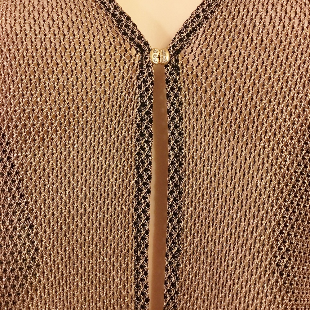 Cardigan Jacket Gold & Black Rhinestone Closure - Picture 3 of 8